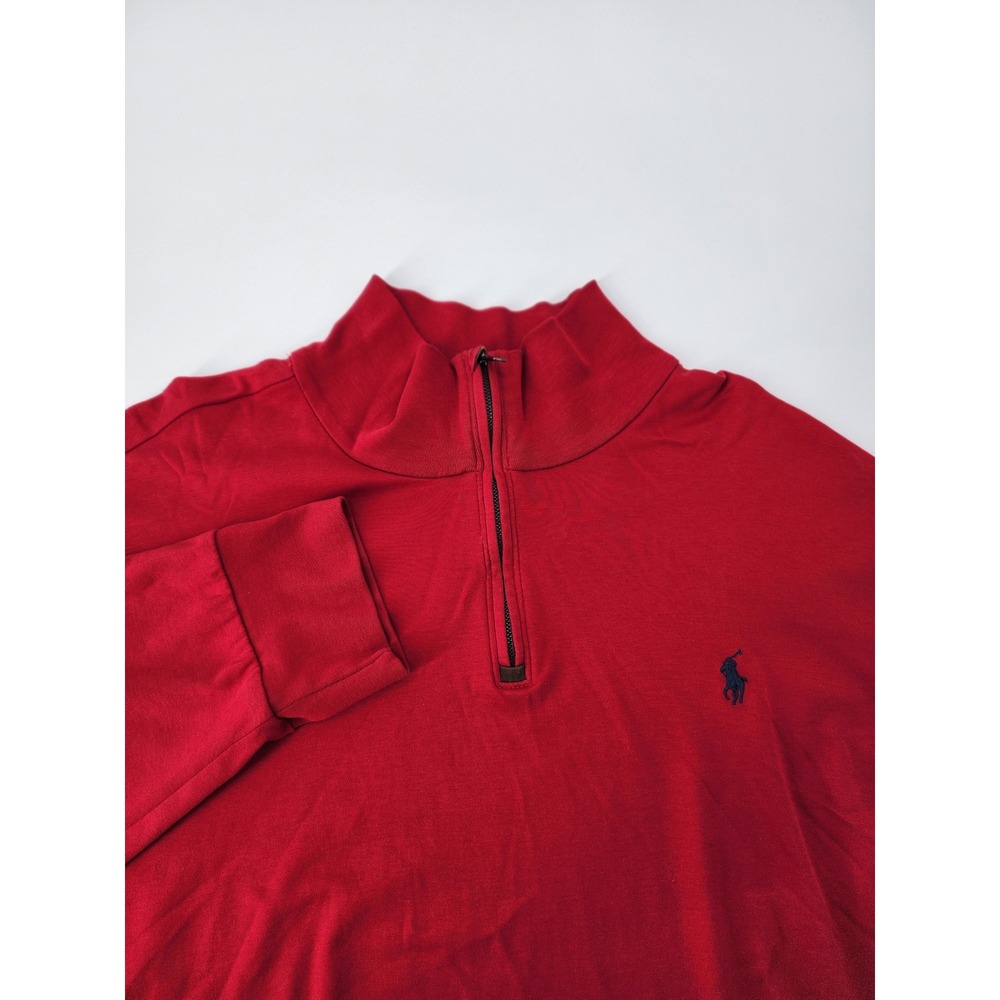 Polo Ralph Lauren Mens XXL Red Quarter Zip Pullover Cotton Mock Neck Sweater